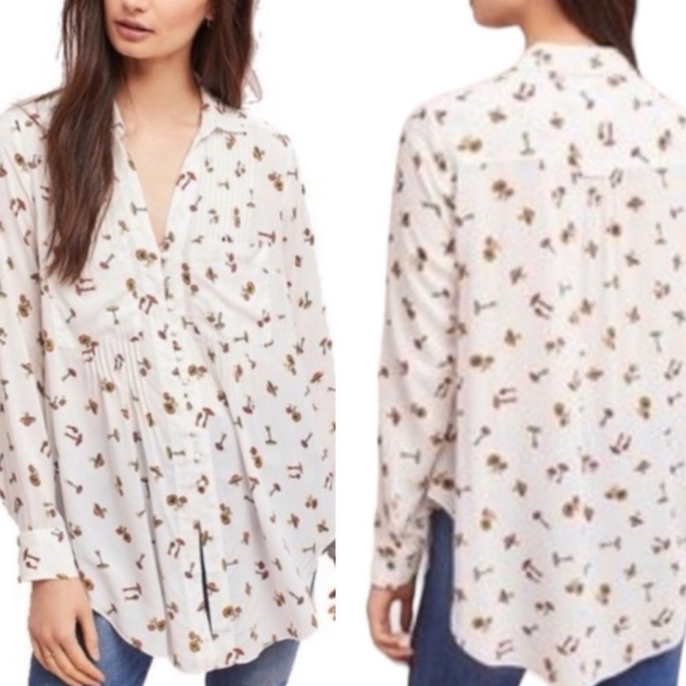 Anthropologie Maeve Matilda Mushroom Blouse - Rare print